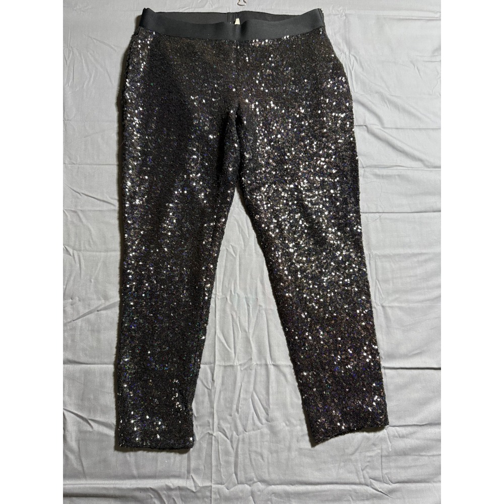 Gap Sequin Leggings Women Size M Black Good Holographic Party Pants